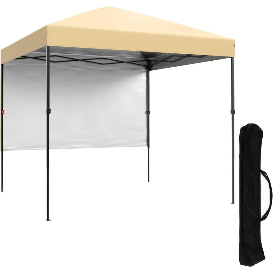 Euker ワンタッチタープテント 2.5x2.5m 組立て簡単 高耐水加工＆UVカット 遮熱 日よけ サイドシート付属 収納バッグ付 キャンプ ア