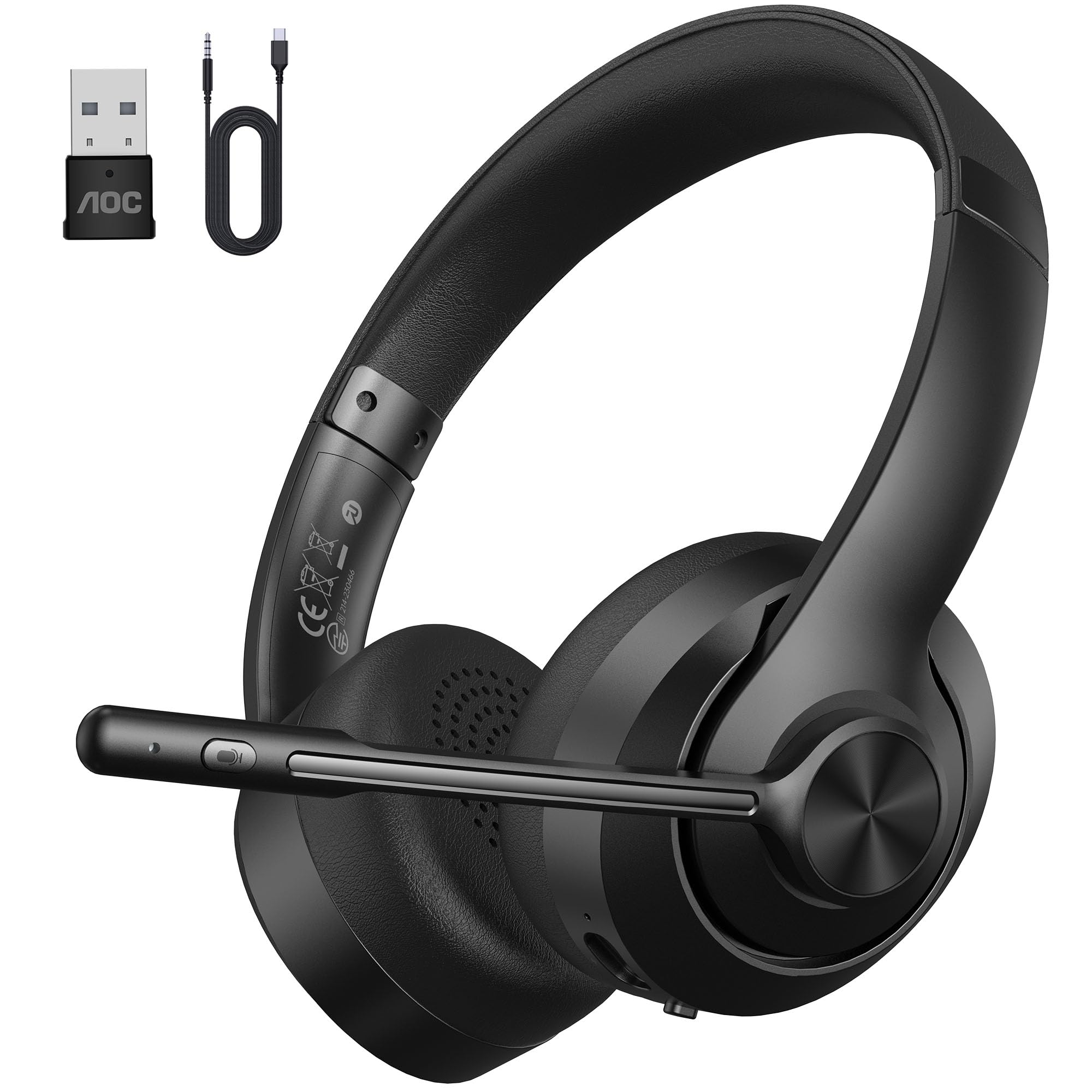 【国内定め事品】AOC 無線電話頭顱書き割り マイクロホン付き添い人 3WAY繋ぎ合わせる Bluetooth5.4/USB/有線 マイクミュート役立つこと付き添い人 人工知能学ノイズキャンセリング 軽さ心積もり とり備える好いたらしい 270度回転させるマイクロホン 電話を掛ける真っただ中/オン