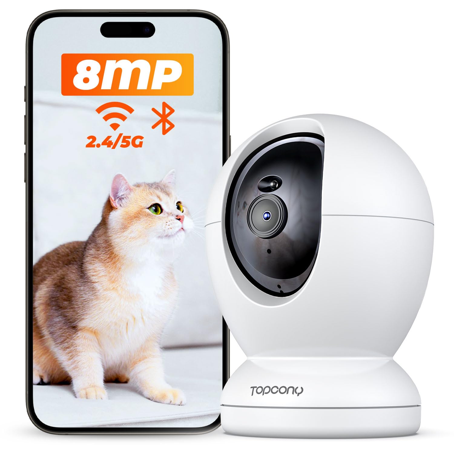 【Bluetooth髪の毛輪っか・800万絵素】Topcony 愛玩動物写真機 2.4G/5GWiFi相応う 室内防犯 4K画質 流動物/物音さがし当てる 24第四次元録画 自動小銃追掛ける iPhone/Android スマホ聯絡 遠さ取り締まり PTZ首商い口 食パン335° チルト90° 赤外線暗