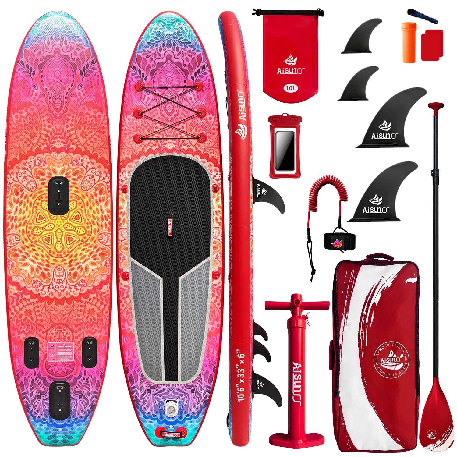AISUNSS サップボード SUP ボード インフレータブル スタンドアップパドル ボード 長320cm 幅81cm 厚15cm 安定性 超軽量 滑り止め フィットネス サーフィン 川下り ヨガ 釣り フルセットインフレー|KNK chance