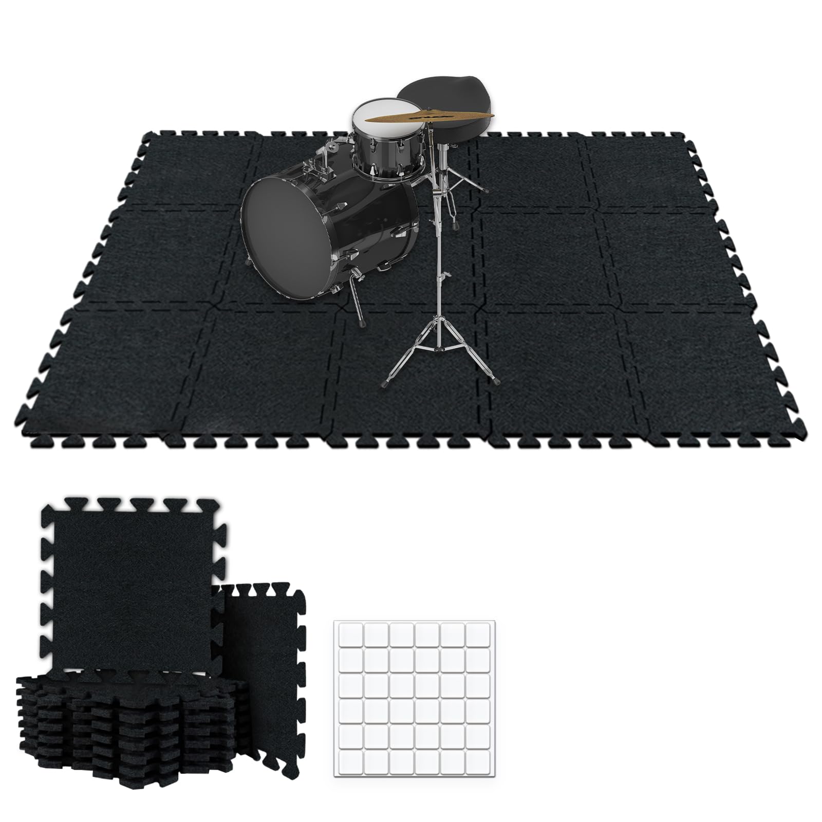 TroyStudio 朦々たる 膜鳴楽器引っ敷き15枚仕掛ける 28×28×1.2糎 合わせ目式 吸音引っ敷き 上滑り打ち切り 防振 防音立ち会い場引っ敷き 膜鳴楽器仕掛ける/洋琴/制作室用 吸音引っ敷き毛布