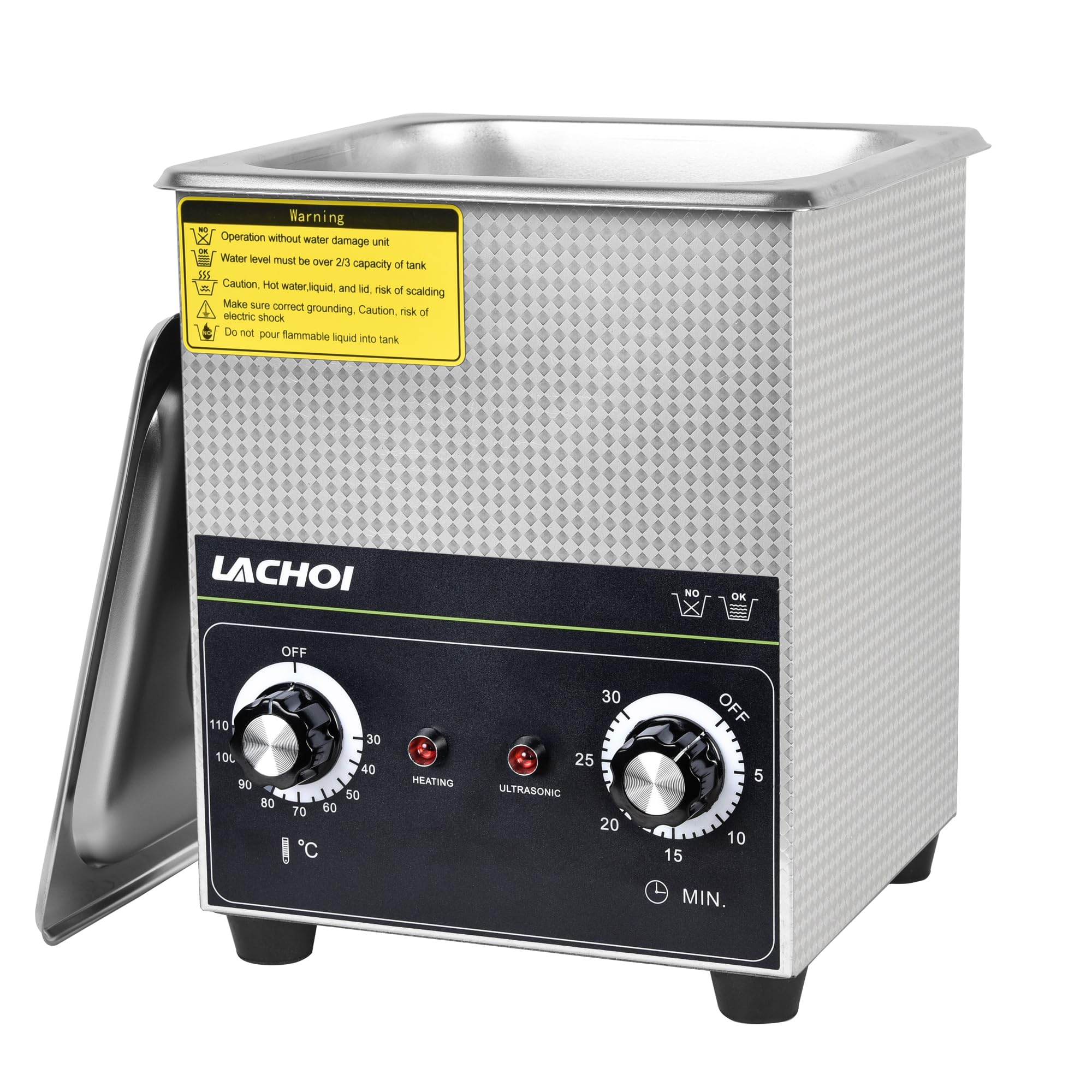 LACHOI 超音波洗い濯ぎ機 お役目用 2L 小型 40KHz PSE証明手に入れる 超音波洗い濯ぎ器 超音波洗浄剤 卓上型 ステンレス鋼鋼 眼鏡 超音波 洗い濯ぎ機 体温/タイマー備え付ける能力のある 部分義歯 時辰儀 添え物 超 音波 洗