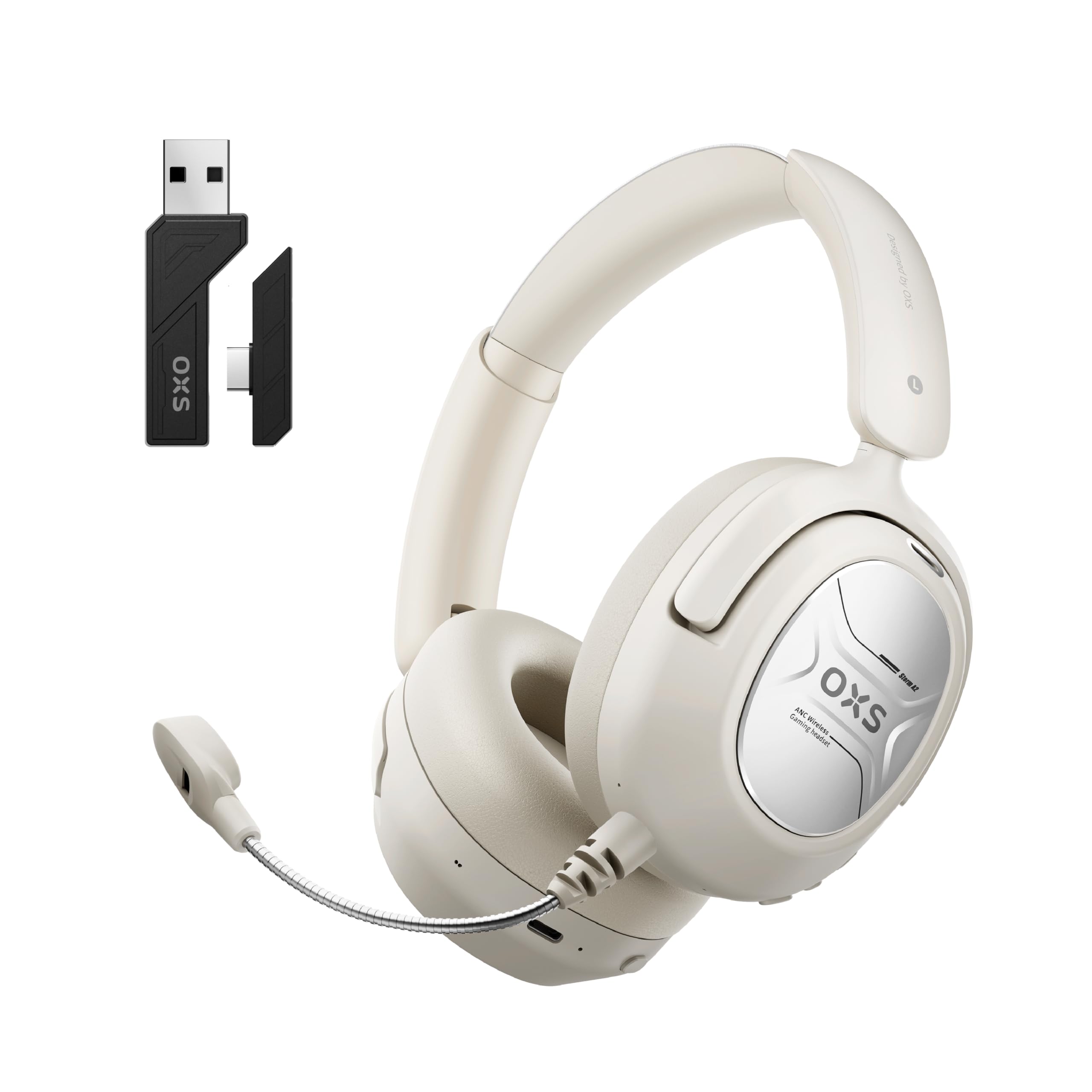 OXS Storm A2 ワイヤレスゲーミングヘッドセット、アクティブノイズキャンセリング、Bluetooth 5.4、2.4GHz低引き延ばす、デュアルEQ流行り物、70第四次元蓄電池生存期間、パソコン、なおなお書き4、なおなお書き5、Switch、移動性相応う、ホ