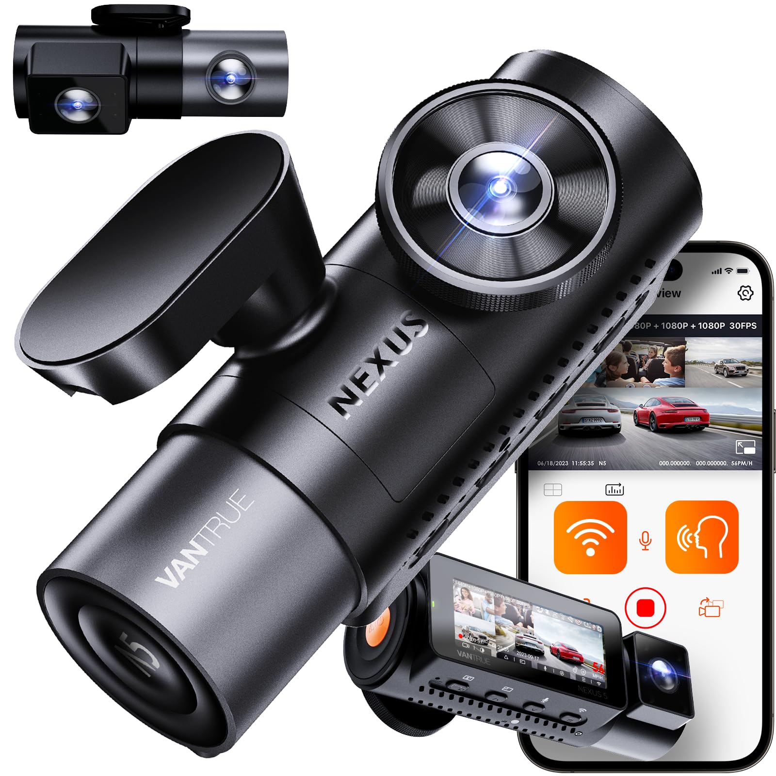 前後4写真機 運転リコーダー 360度 無線LAN積み上げる VANTRUE N5 ドラレコ 部屋の入り口殴り付ける押しとどめる STARVIS 2積み上げる 前後写真機 ソニーIMX675検出器 全針路保護すること 1944P+1080P*3 WDR HDR 超強暗視役立つこと GPS内蔵 物音命令すること