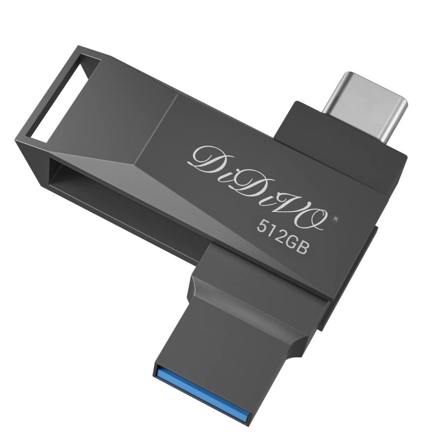 DIDIVO USBメモリ 512GBー タイプC フラッシュドライブ スマホ/タブレット/PC対応 スマホ用 USB3.0 高速データ伝送 USB