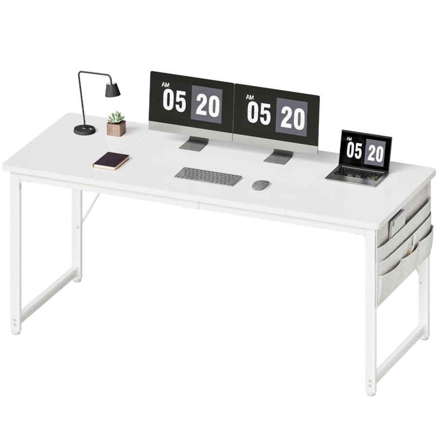 YeTom 机 デスク パソコンデスク pcデスク 幅160*奥行60cm つくえ 収納袋付き勉強机 フック付き学習机 組立簡単 テレワーク ホワイ