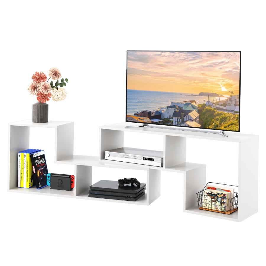 DEVAISE テレビ台 テレビラック 伸縮 伸縮テレビ台 幅105～210cm 角度調整 42型対応 32インチ 60インチ対応 コーナー オープ