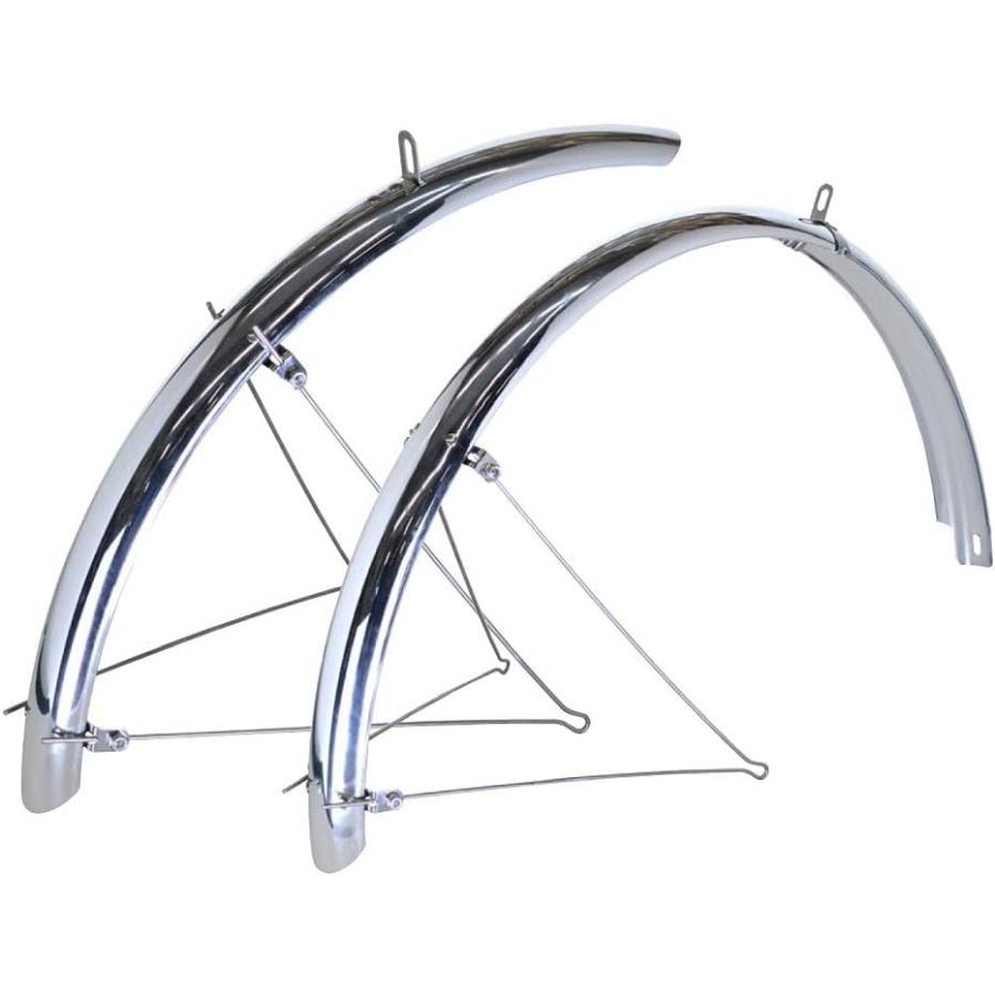 RITEWAY(ライトウェイ) 自転車フェンダー ダブルステークロスバイクフルフェンダー 泥除け 前後セット 26インチ用 幅45MM ミラーシルバ