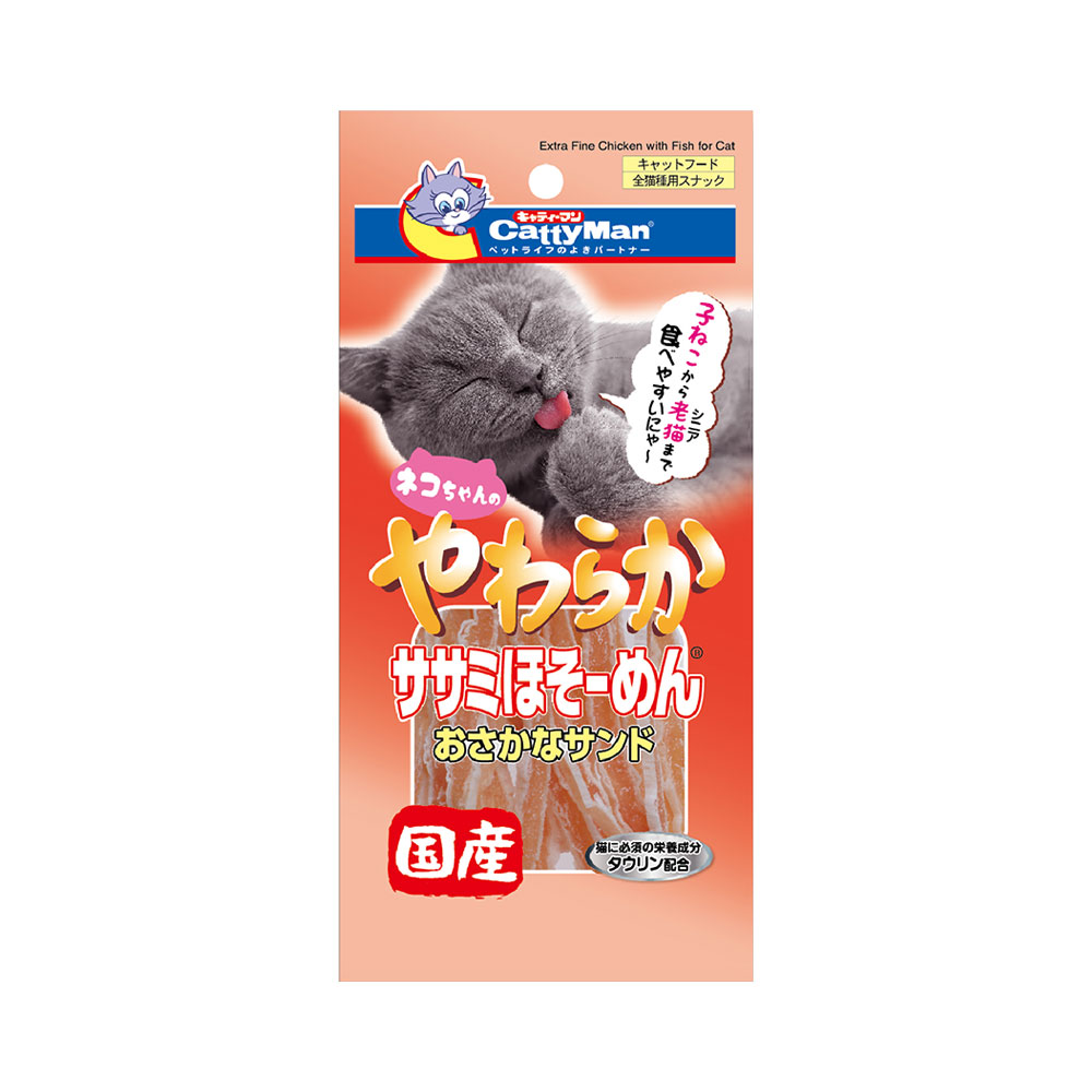 楽天市場 キャティーマン やわらかササミほそーめん おさかなサンド ２５ｇ 猫 おやつ 犬 おやつ ささみ ドギーマン 関東当日便 Charm 楽天市場店