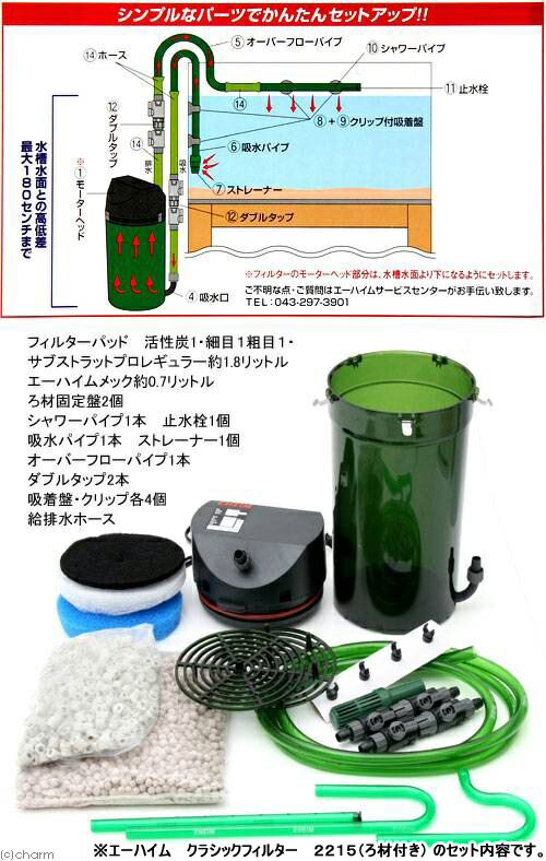 エーハイム クラシックフィルター ２２１５ サブフィルター フィルター ２２１５セット 水槽用外部フィルター メーカー保証期間１年 沖縄別途送料 関東当日便 Charm 店