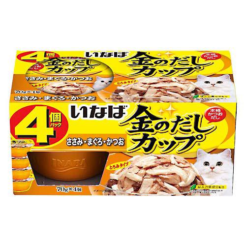 楽天市場】いなば 金のだし カップ 4個パック かつお 70g×4