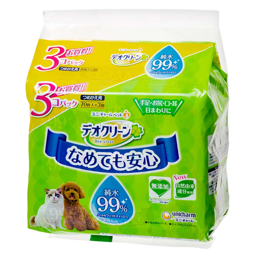 市場 ユニ 60枚 3パック ノンアルコール除菌ウェットティッシュ チャーム:デオクリーン つめかえ用