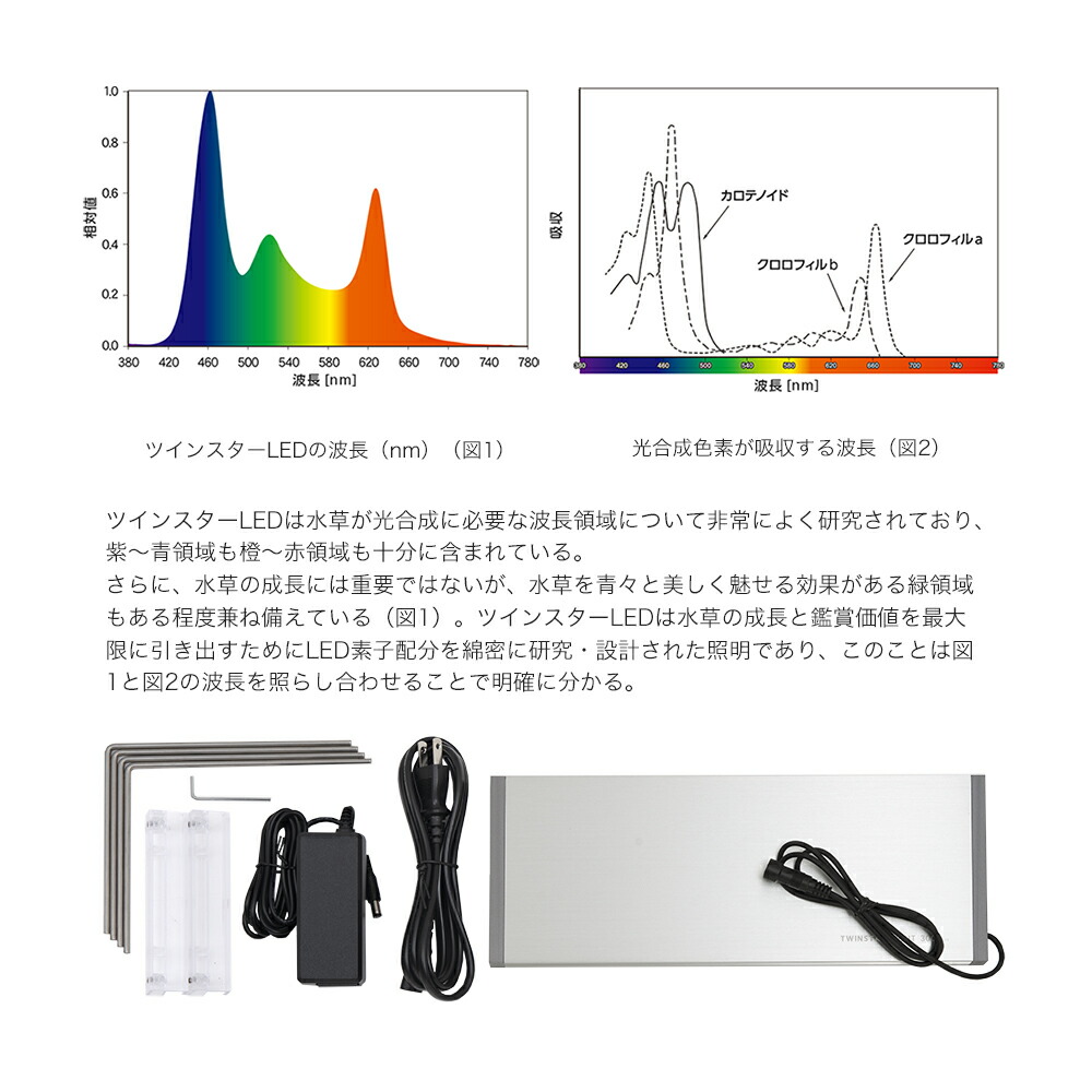 楽天市場 ツインスター ｌｅｄ ３００ｅａ アジャスタースタンド フルスペクトル 赤系水草 ３０ｃｍ水槽 沖縄別途送料 関東当日便 Charm 楽天市場店