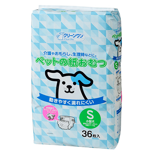 330円 気質アップ 犬 おむつ 新クリーンワン ペットの紙おむつ ｓ ３６枚 関東当日便