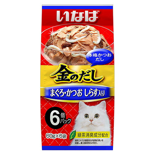 いなば 金のだしパウチ 6個パック まぐろ・かつお しらす入り 60g×6袋 関東当日便 いなば 金のだしパウチ 6個パック まぐろ・かつお しらす入り 60g×6袋 関東当日便