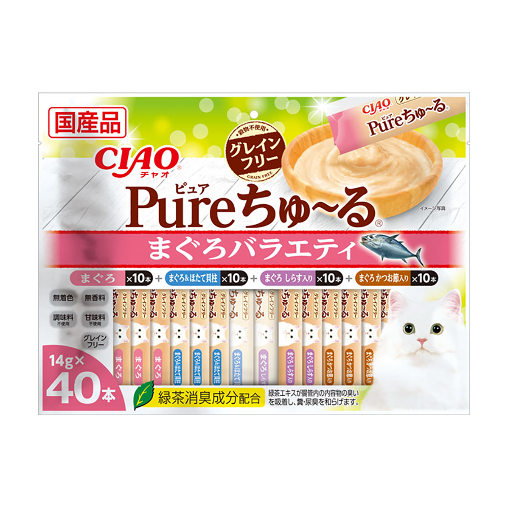 楽天市場】いなば ＣＩＡＯ Ｐｕｒｅちゅ〜る ４０本 まぐろバラエティ