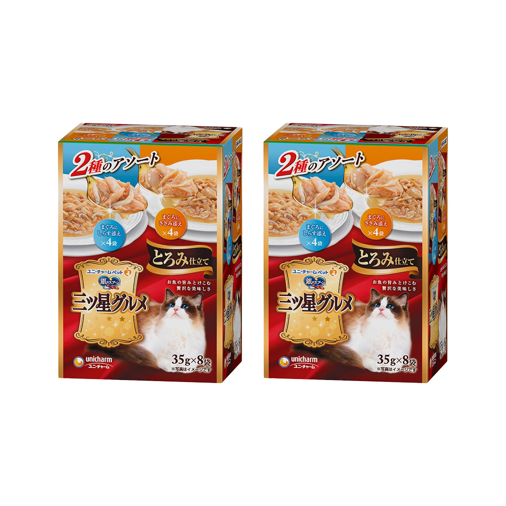 ユニ・チャーム ペット 銀のスプーン 三ツ星グルメパウチ フレーク まぐろ入りかつお 35g×3袋 1ケース40個セット ユニ・チャーム 銀のスプーン 三ツ星グルメパウチ フレーク １５歳頃