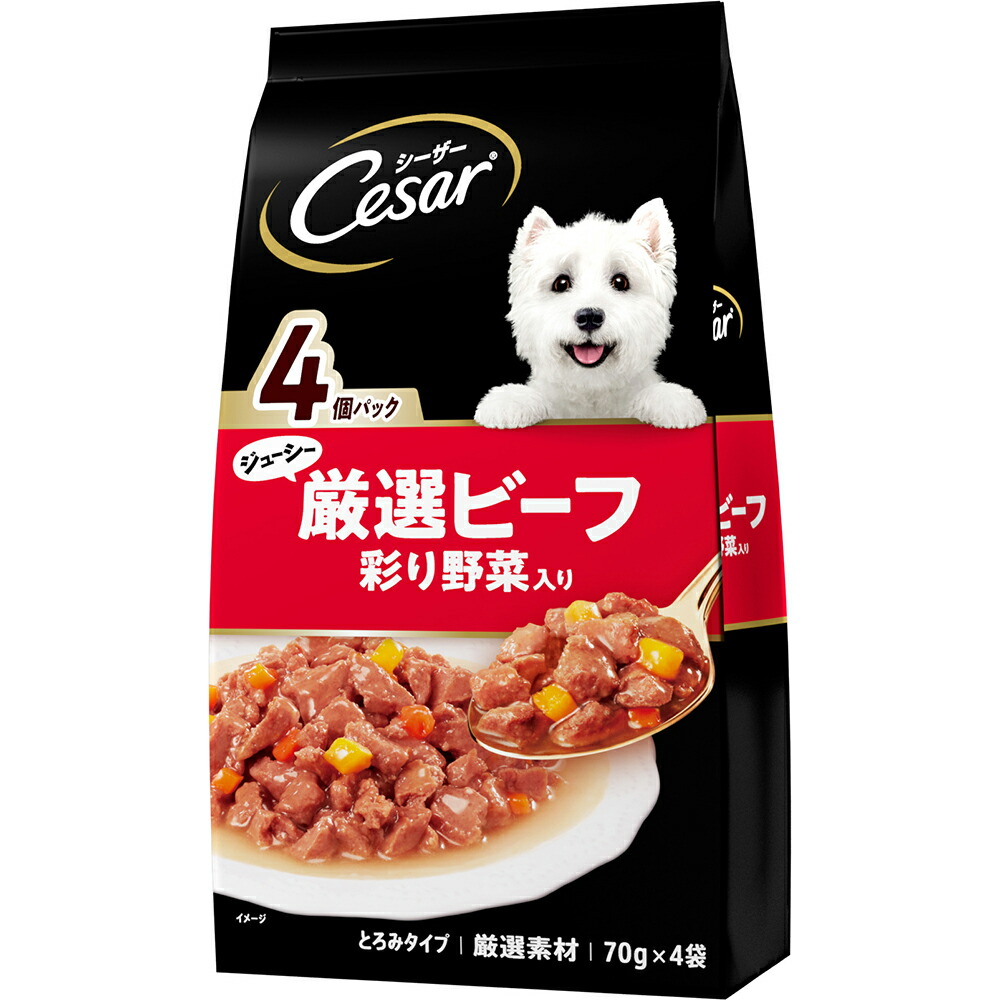 ペットフード　シーザーパウチ4個パック×20袋(80個) シーザー パウチ 4個パック4種セット ドッグフード | チャーム