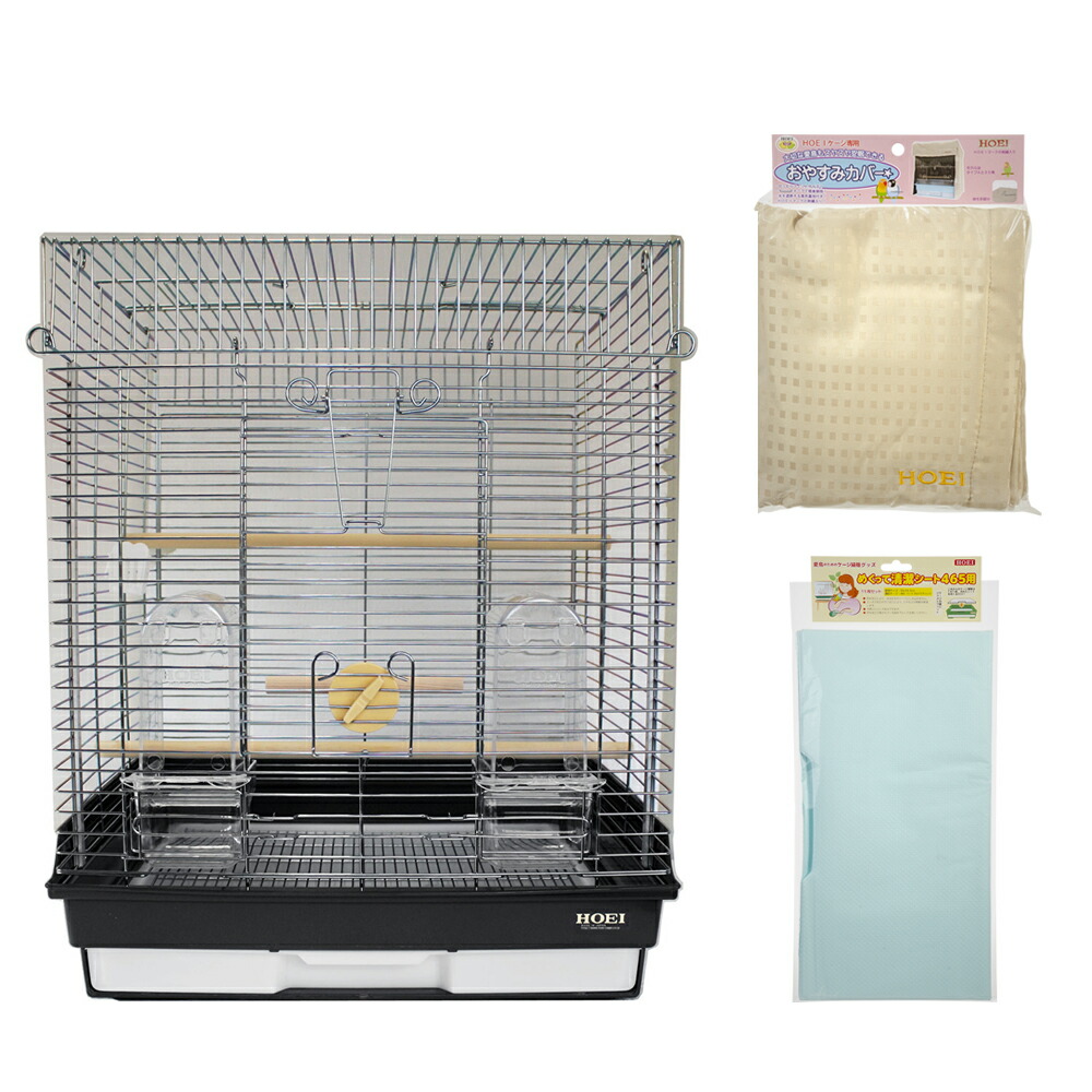 ① HOEI ホーエイ 465インコ 鳥かご 中型 鳥かご HOEI 465オカメ ブラック (46.5×46.5×58cm) オカメ 中型