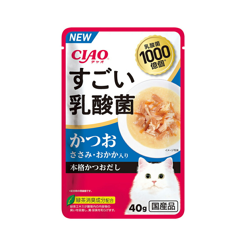 いなば　ＣＩＡＯ　すごい乳酸菌パウチ　かつお　ささみ・おかか入り　４０ｇ×９６袋　関東当日便