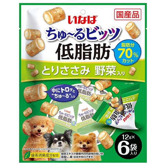 楽天市場】いなば ちゅ〜るビッツ 低脂肪 とりささみ 12g×6