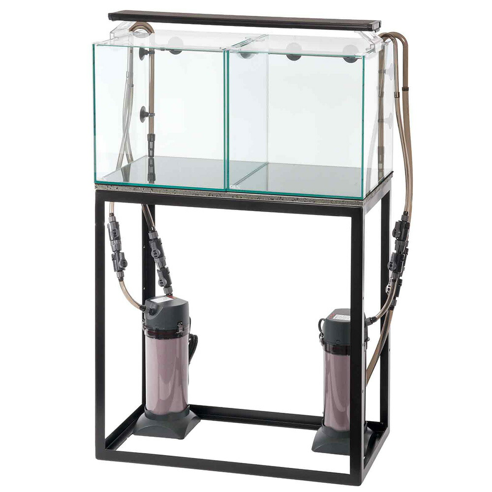 水槽セット　ＧＥＸ　グラステリア　３００キューブ×２　水槽台（ブラック）＋外部フィルター＋照明セット　６０ｃｍ　関東当日便 45,402円