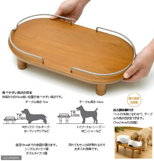 【楽天市場】リッチェル ペット用 木製テーブル ダブル ブラウン 犬用・猫用食器台 トレー 関東当日便：charm 楽天市場店