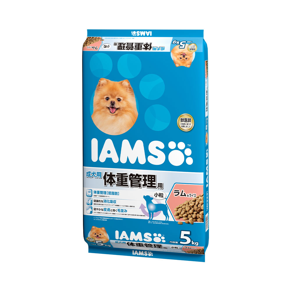 ドッグフード　アイムス　成犬用　体重管理用　ラム＆ライス　小粒　５ｋｇ　正規品　お一人様４点限り　関東当日便