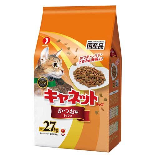 キャットフード　ペットライン　キャネットチップ　かつお味ミックス　２．７ｋｇ×５袋　関東当日便