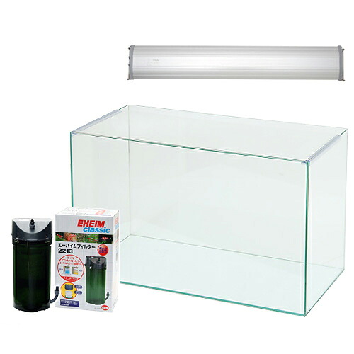６０ｃｍ水槽セット　本格派アクアリウム用品３点（水槽・ＬＥＤライト＆フィルター）プロ推奨・定番飼育セット　関東当日便｜charm 3980 店