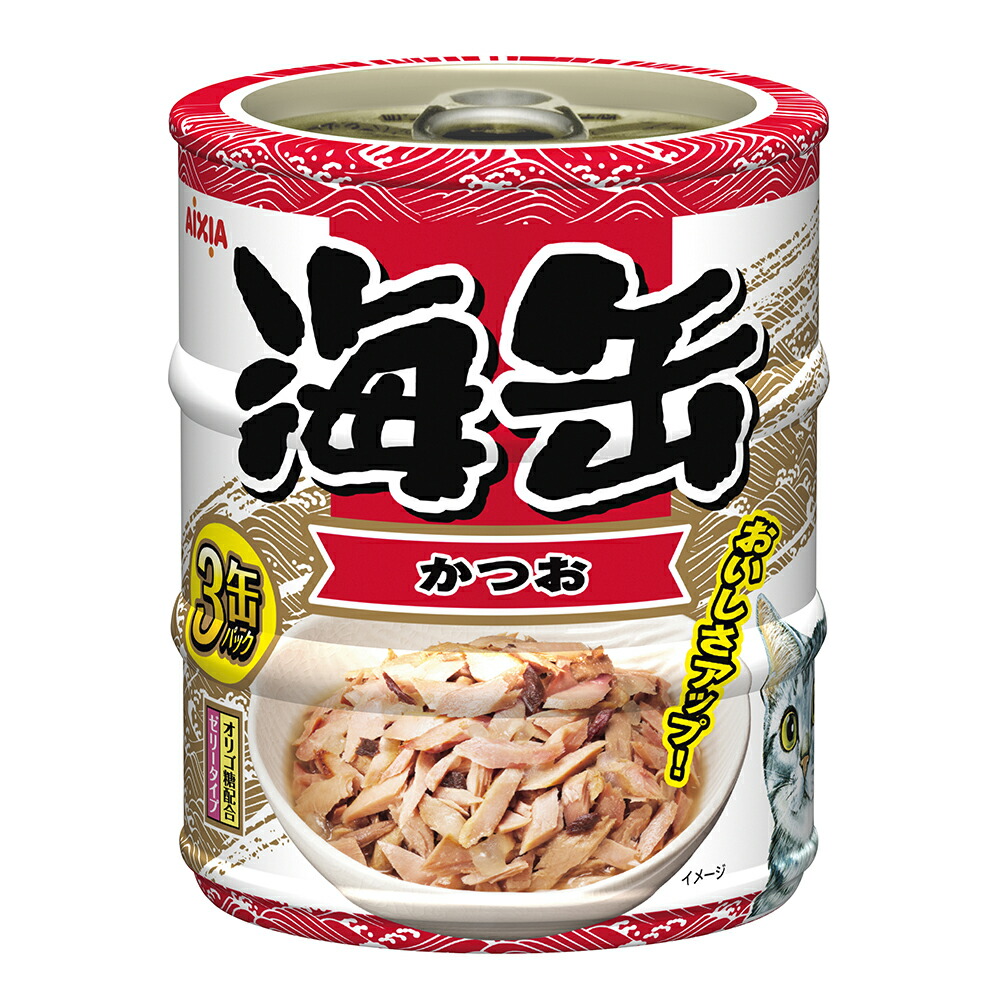 アイシア　海缶ミニ３Ｐ　かつお　１８０ｇ（６０ｇ×３）×２４　猫　キャットフード　ウェット　関東当日便 7,258円