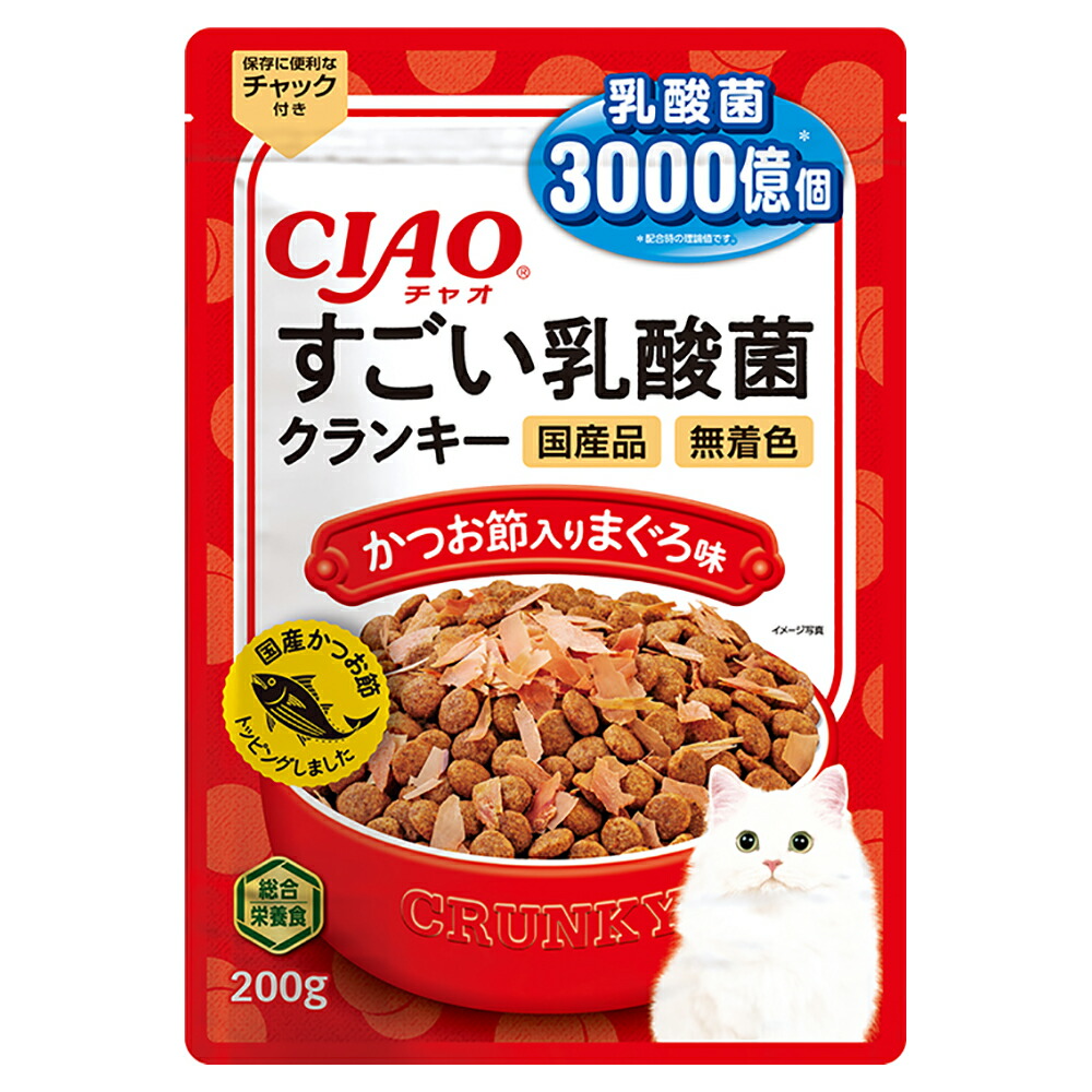 キャットフード　いなば　ＣＩＡＯ　すごい乳酸菌クランキー　かつお節入り　まぐろ味　２００ｇ×２４　関東当日便 4,640円