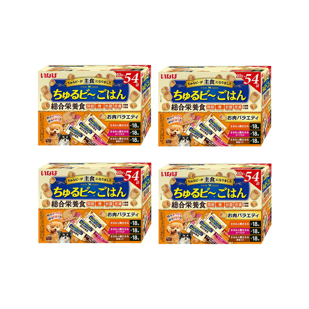 いなば　ちゅるビ～ごはん　総合栄養食　お肉バラエティ　１０ｇ×５４袋×４　関東当日便