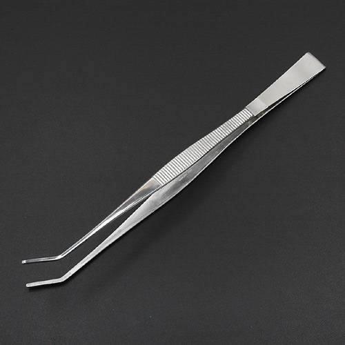 ステンレスピンセット　ギザ　１５０ｍｍ　先曲　（ＴＳＰ－２４）　関東当日便