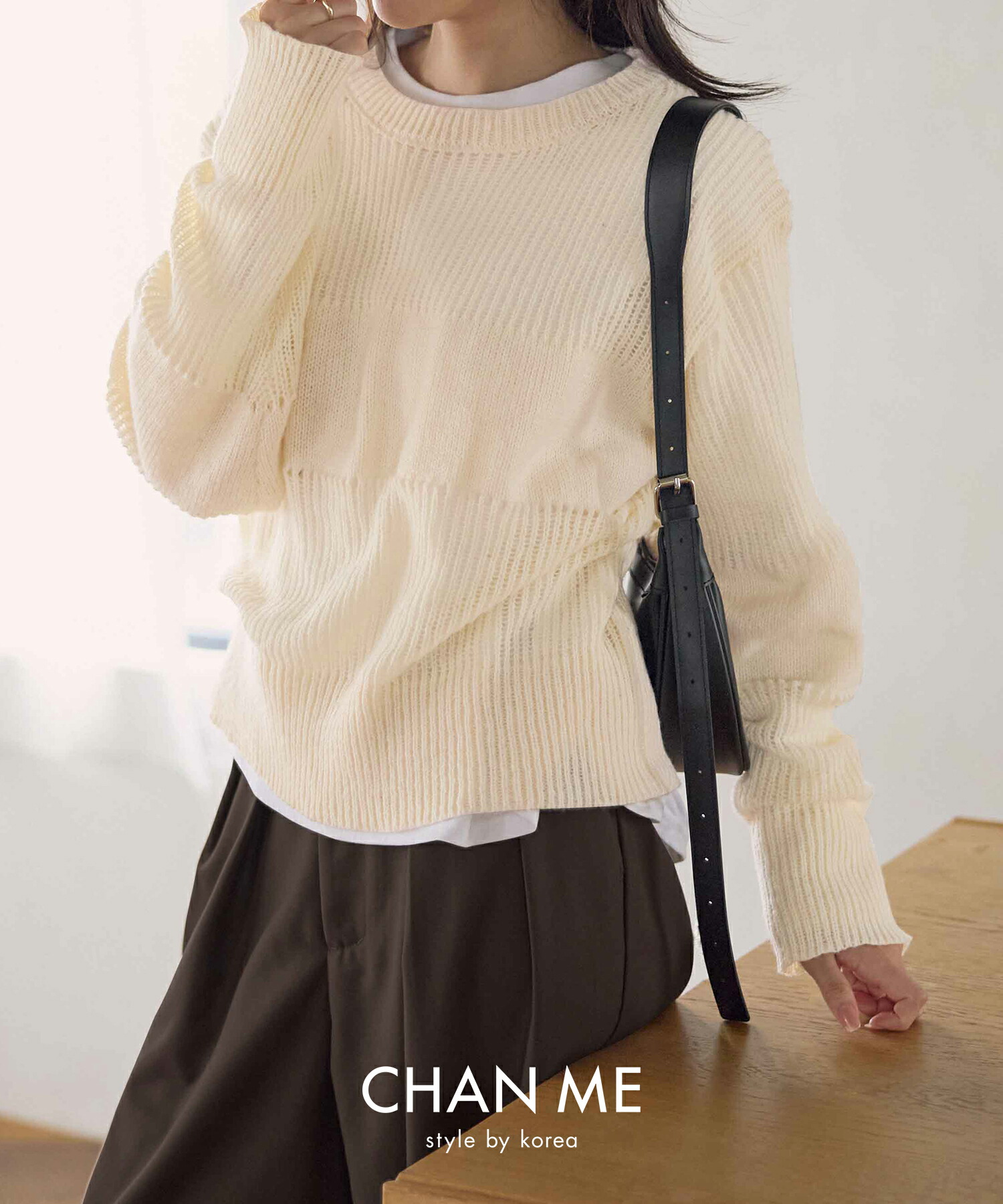 【楽天市場】【スタート4h限定！20%オフクーポン配布中】 CHAN ME チャンミ オーバーサイズメッシュニット レディース 25秋冬 全3 ...