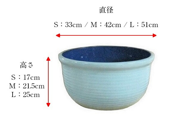 新商品 14号 他店徹底対抗価格 送料無料 陶器睡蓮鉢 Mサイズ 直径約42cm 外側 水色 内側 ダークブルー 大型 大 睡蓮鉢 水蓮鉢 陶器 金魚鉢 メダカ鉢 庭 ガーデニング 祭り 夏 父の日 趣味 水草 メダカ 睡蓮 水蓮 激安 14号 最安 ビオトープ