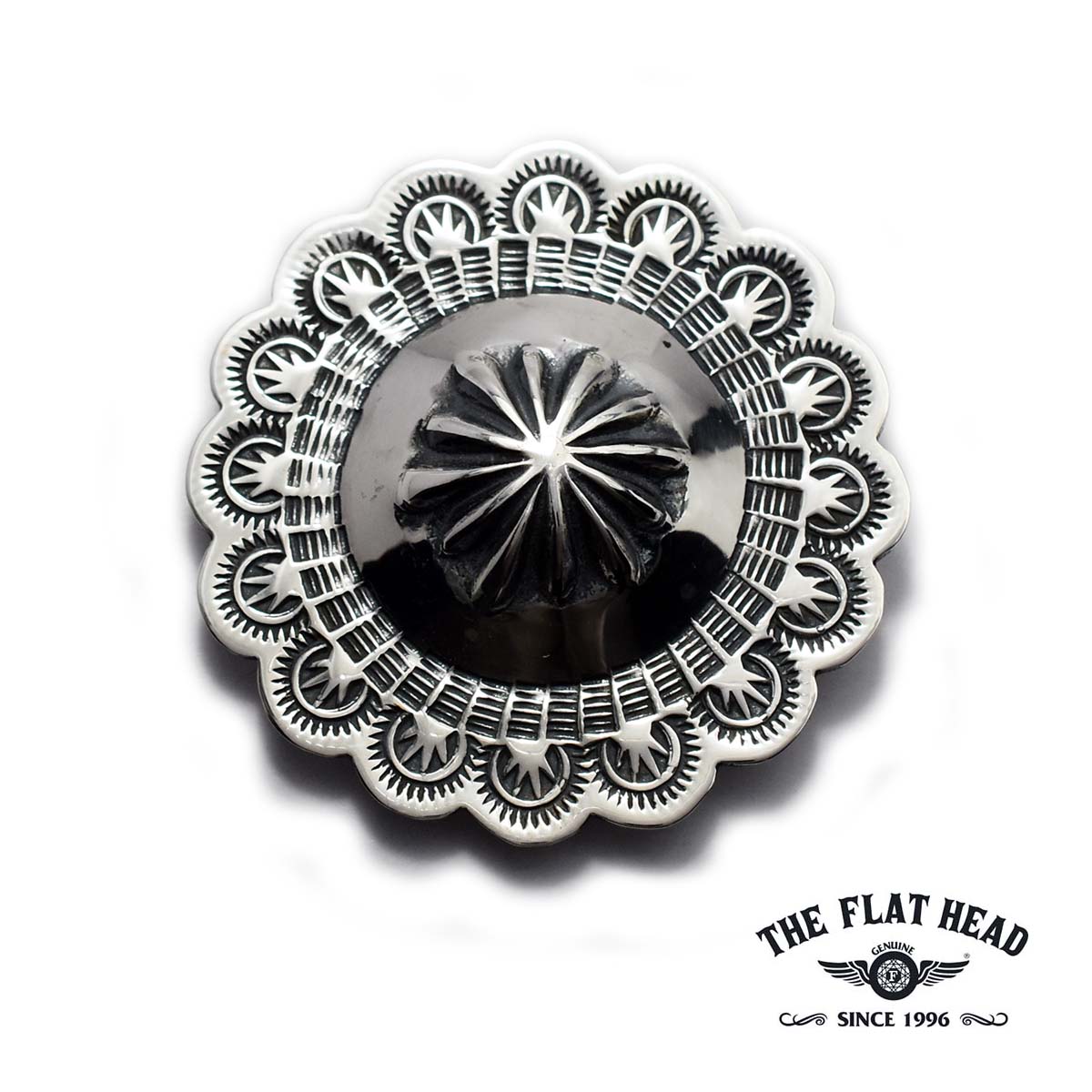 【THE FLAT HEAD 定まり取りまわし店】【L大いさ 差しわたし40粍 大型コンチョ】坦々たる天々 しろがね色添え物 スタンプコンチョ ウォレット メンズ 銭入れ 鞄 御徒面子 カスタム一部分 SVC-01 スターリング しろがね色 925