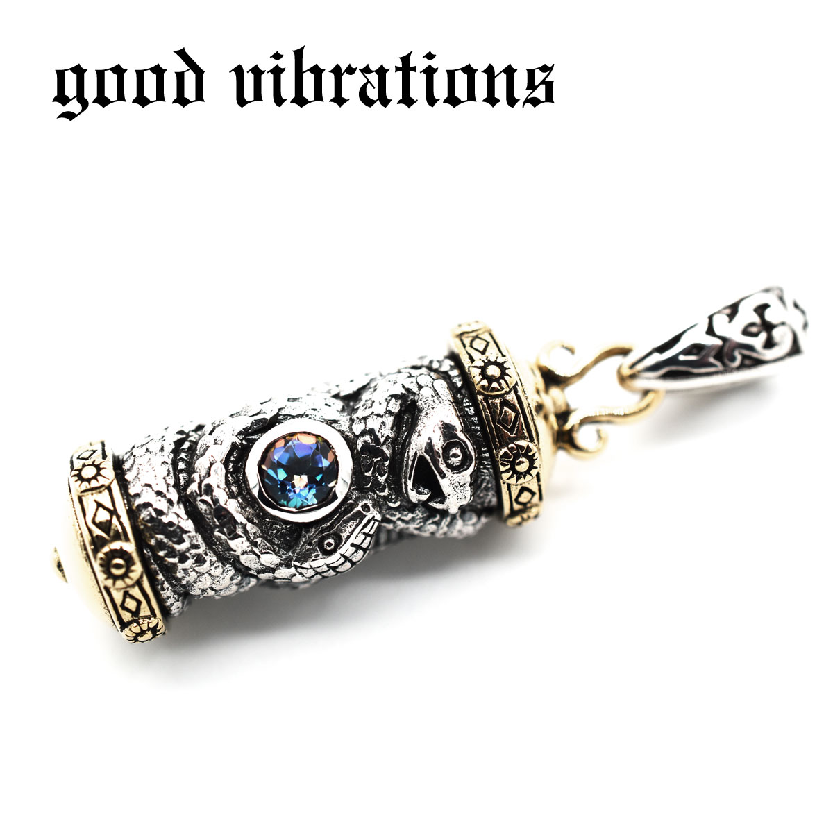 【good vibrations 正規取扱店】【送料無料】グッドバイブレーションズ シルバー ペンダント トップ アクセサリー ローラー 二匹の蛇 ミスティッククォーツ チャーム スターリングシルバー 純銀 Silver925