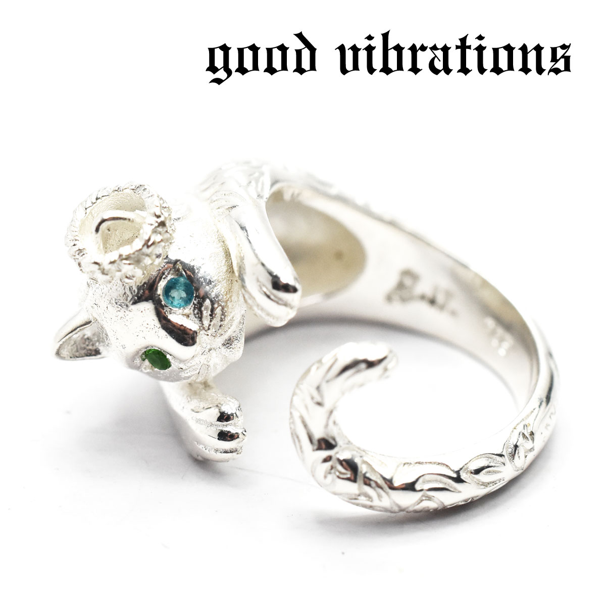 【good vibrations 正規取扱店】【送料無料】シルバーアクセサリー 指輪 グッドバイブレーションズ シルバーリング ハワイアンジュエリー モチーフ ネコ キャット フリーサイズ 11～15号 スターリング シルバー 925 純銀 ハワジュ