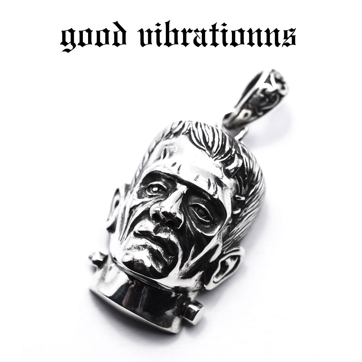 楽天 正規取扱店 Good Vibrations グッドバイブレーションズ ユニバーサルモンスターズ フランケンシュタイン ユニバーサルホラー オマージュ フェイス チャーム ペンダントトップ スターリングシルバー シルバー925 メンズ おしゃれ かっこいい 送料無料 激安