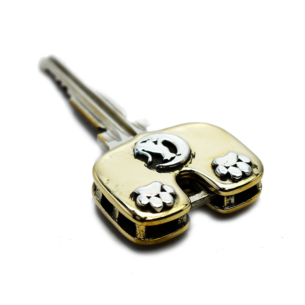 正規取扱店 メール便対応 当店限定 Good Vibrations グッドバイブレーションズ Old Point オールドポイント 真鍮 シルバー製 三日月と猫 肉球 モチーフ キーヘッドカバー ソリッドブラス加工 キーカバー おしゃれ キーキャップ かわいい レディース キーケース レザーじゃ