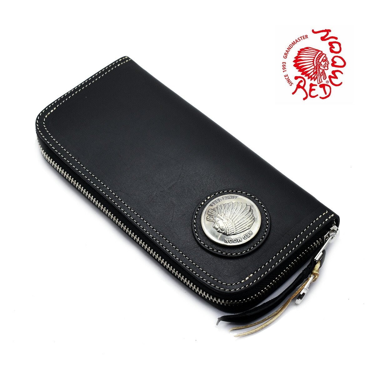 【REDMOON 決まり取りまわし店】【油絵の具なめし革】第一義的 赤いことお月さま がま口 ブランド名 メンズ 長がま口 革 ラウンドチャック コンチョ ロングウォレット 黒いこと LP2000-RMA OBK 本革 なめし革 ウォレット アメカジ コーデ 格好のいい バッグ・小物・ブランド雑貨-財布・ケース-メンズ財布