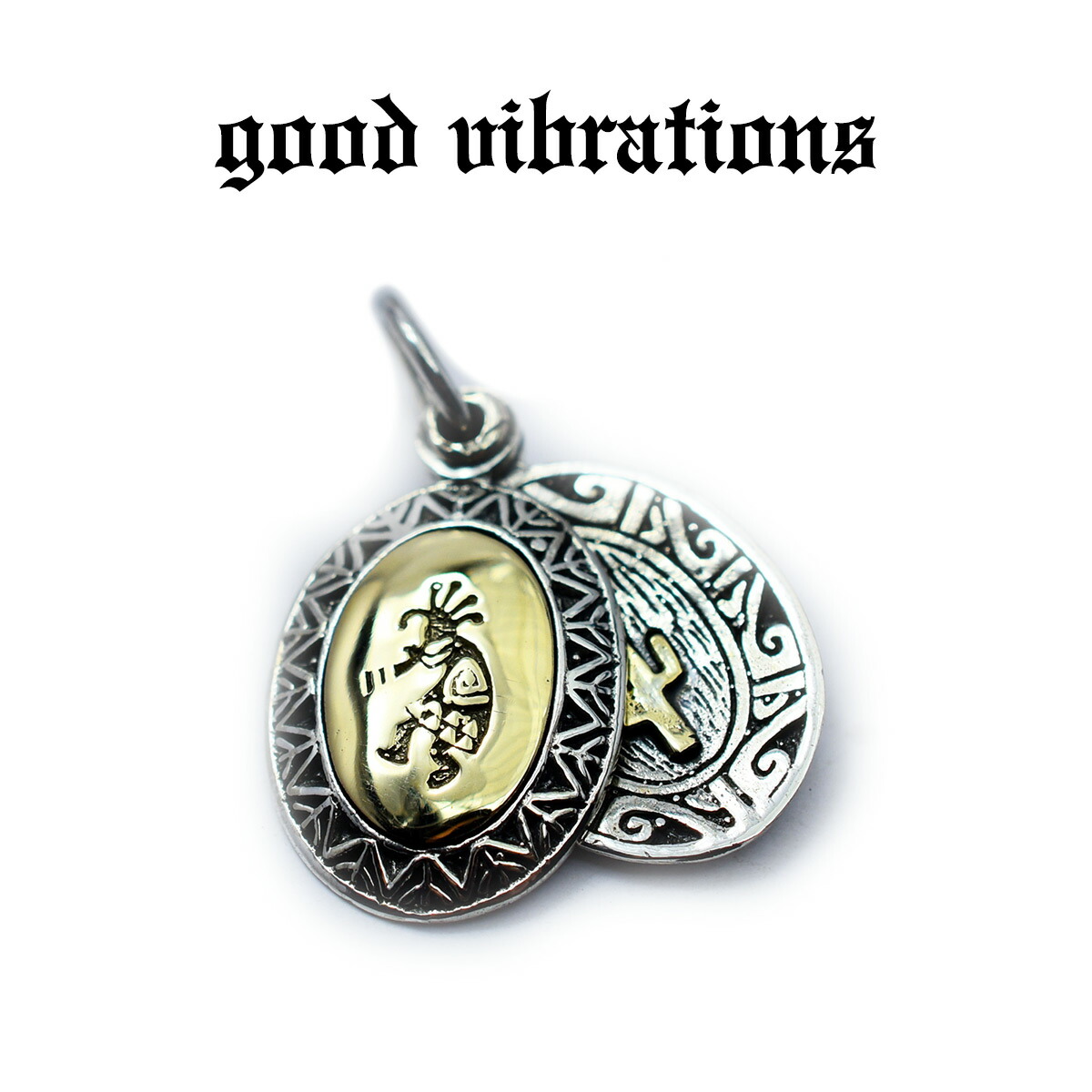 【good vibrations 正規取扱店】【送料無料】シルバーアクセサリー グッドバイブレーションズ ココペリ サボテン スライド ペンダントトップ ホピ族 精霊 スターリングシルバー 純銀 925 ブラス 真鍮 ネックレス