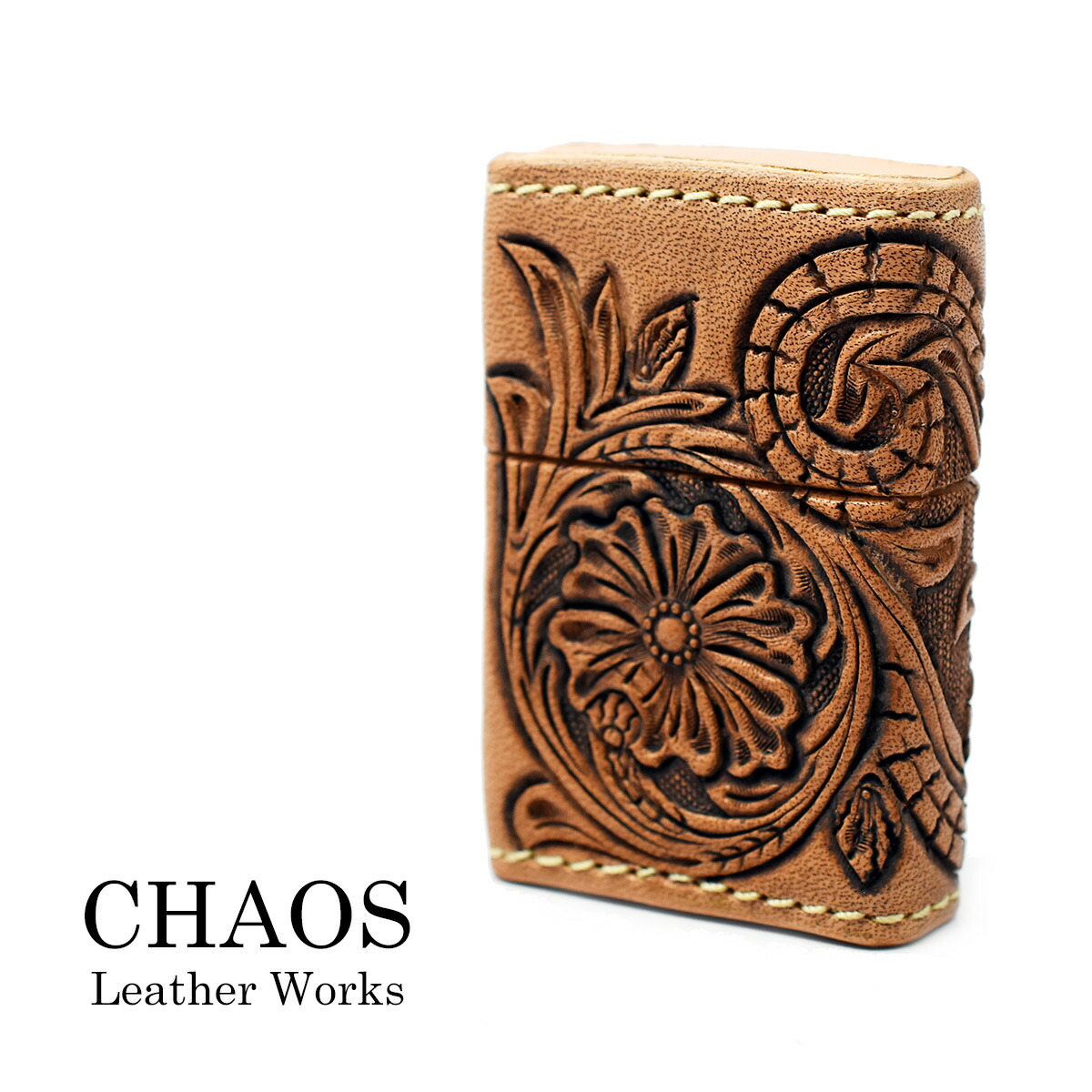 【ZIPPO正規取扱店】【対象商品はインナーケース名入れ無料】オイルライター ZIPPO ジッポー 革巻き レザーワークス カオス オリジナル シェリダンクラフト カービング 北米産 サドルレザー バット判 牛革 ヌメ革 喫煙具 嗜好品