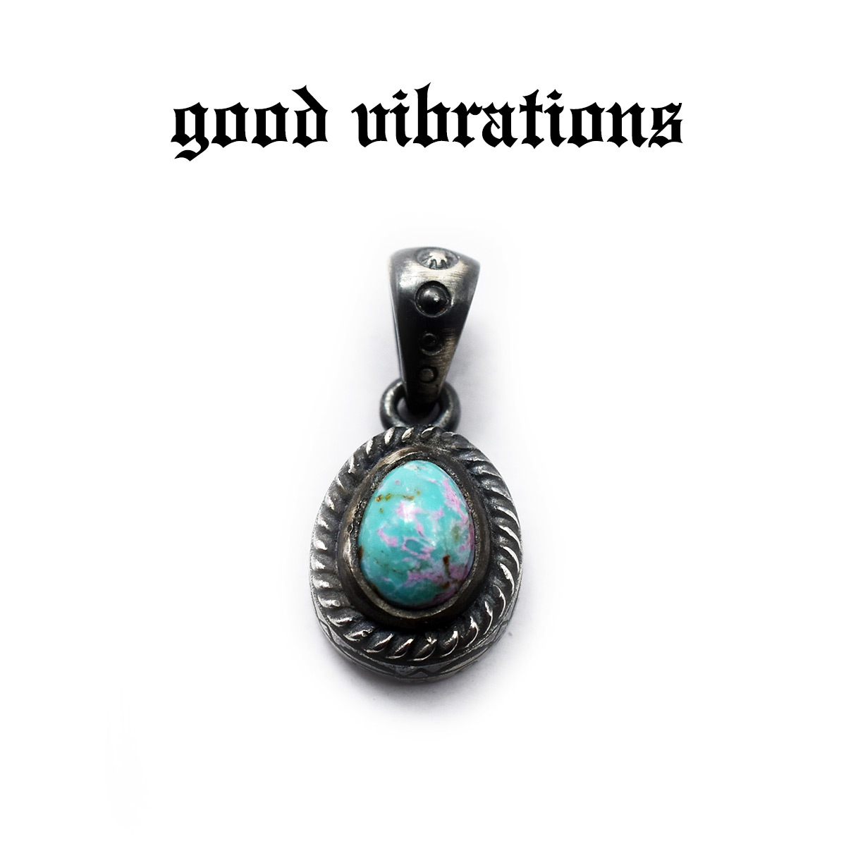 【good vibrations 正規取扱店】【送料無料】シルバーアクセサリー グッドバイブレーションズ スモールターコイズ イブシ加工 ペンダントトップ チャーム 天然石 スターリングシルバー 純銀 925 ネックレス