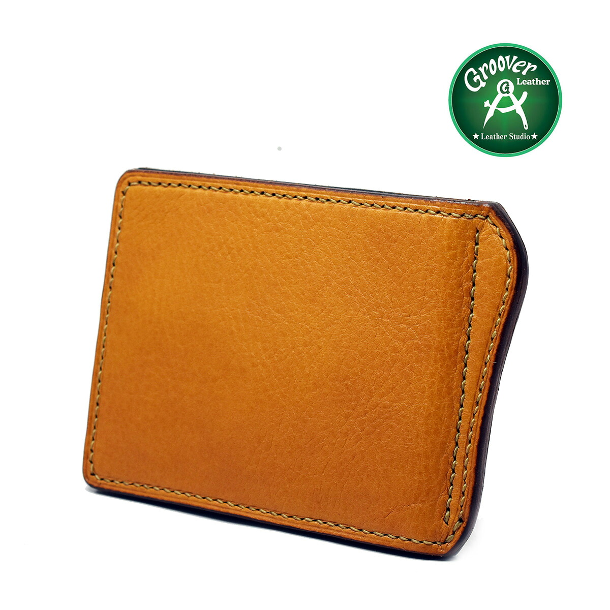 【正規取扱店】【手縫い 日本製 本革】イタリア製金具使用 Groover Leather/グルーバーレザー GMF-100-NBRN 手縫い 札バサミ マネークリップ ナチュラルブラウン レザー 牛革 日本製 メンズ 財布 本革 セカンドウォレット