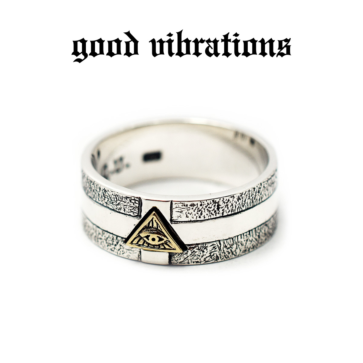 【good vibrations 置き目取りまわし店】【貨物輸送無料】しろがね色佩び物 指環 グッドバイブレーションズ しろがね色輪っか ダンス楽隊輪っか フリーメイソン ピラミッドアイ プロビデンスの目 大きさ13号 15号 #13 #15 しろがね色925 純銀 金管楽器 金管楽器