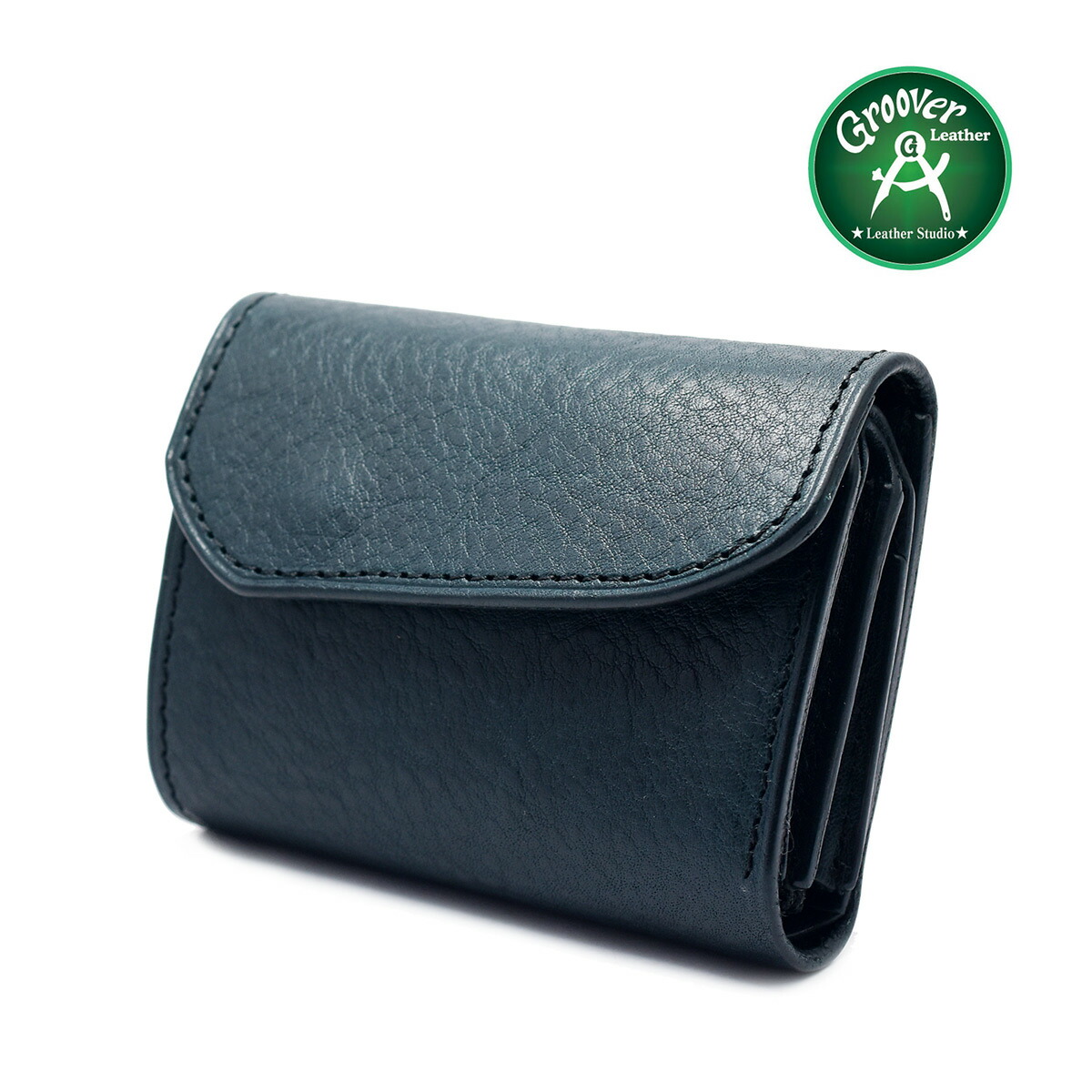 国内トップクラスの技法を持ち合わせた長野のクラフトマンが作製する純国内生産の本格派拘りのハンドメイドレザー工房 正規取扱店 本革 手に収まるコンパクトウォレット Groover Leather Leather グルーバーレザー Gms 100 三つ折りミニウォレット プレーン ウォレット