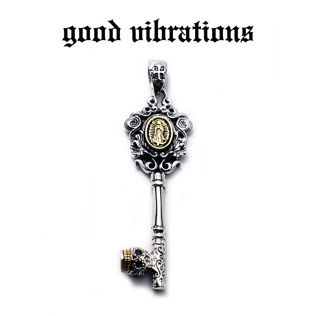 【good vibrations 正規取扱店】【送料無料】シルバーアクセサリー グッドバイブレーションズ グアダルーペの聖母 マリア ゴシックキー ペンダントトップ チャーム メキシカンスカル クロス 十字架 鍵 シルバー925 8,301円