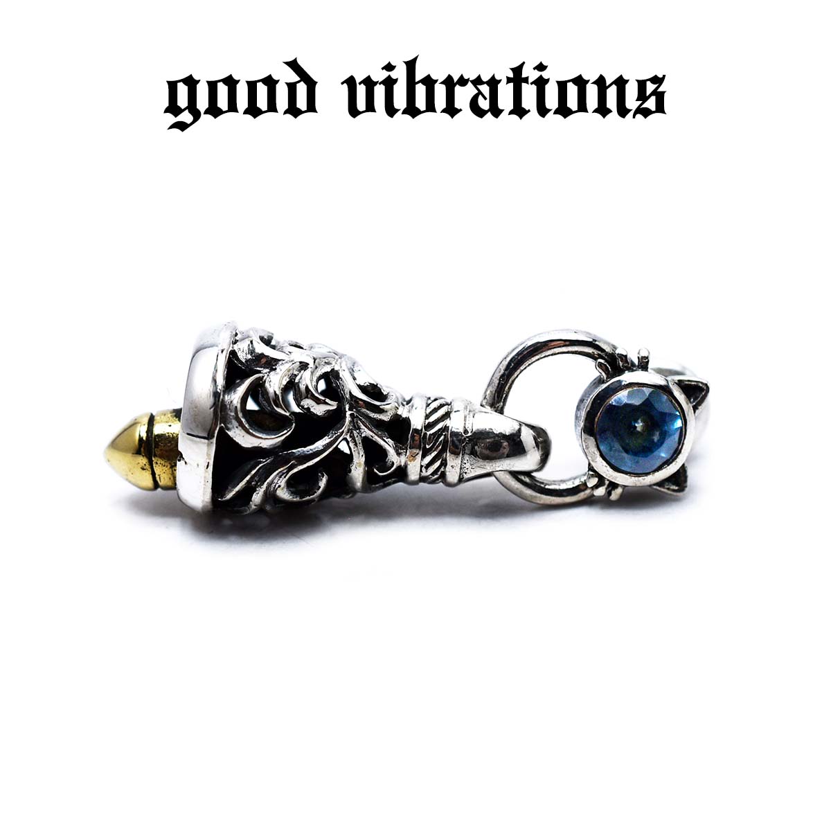 【good vibrations 正規取扱店】【送料無料】シルバーアクセサリー ピアス 片耳 メンズ ブランド グッドバイブレーションズ ネコ キャット ブルートパーズ 天然石 ベル アラベスク レディース ピアス スタッド スターリング シルバー 925|CHAOS Accessory